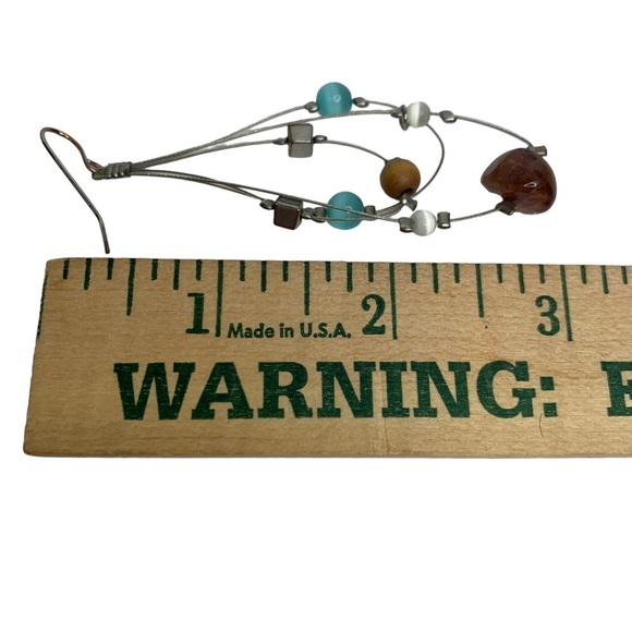 Chico’s Double Strand Brown Wooden Beads Turquoise & Brown Stone Chips Necklace - Picture 8 of 8